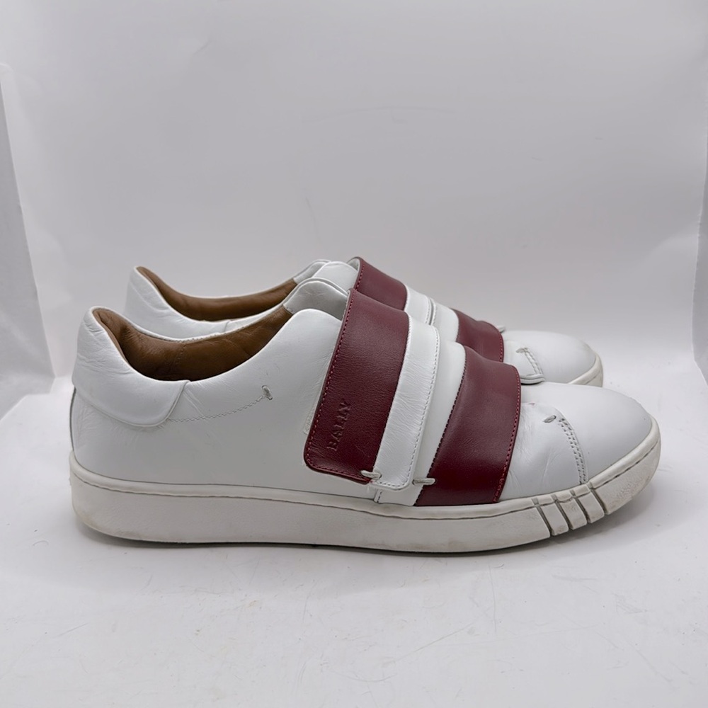 Bally Willet Leather Grip Tape Sneakers Shoes Red White Mens 6.5